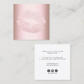 Elegant modern roos goud glitter lippen make-up vierkante visitekaartje (Voorkant / Achterkant)