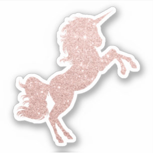 Elegant modern roos goud glitter unicorn sticker