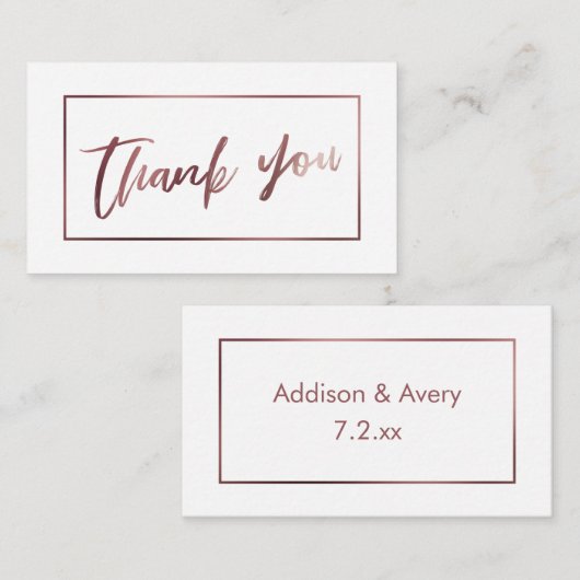 Elegant Modern Roos Goud op Wit Bedankt Invoegen Informatiekaartje (Voorkant / Achterkant)