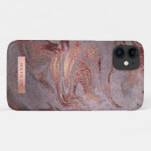 Elegant modern roos goud paarse marmer Case-Mate iPhone case (Achterkant (horizontaal))