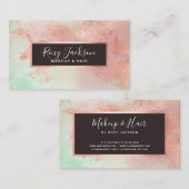 Elegant modern roos goud waterverf make-up & haar visitekaartje (Voorkant / Achterkant)