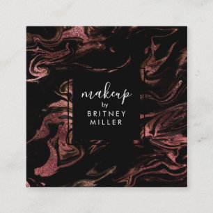 Elegant modern roos goud zwarte marmer vierkante visitekaartje