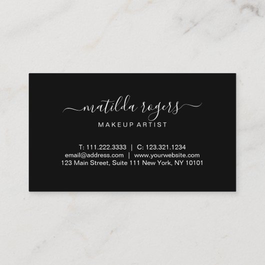 Elegant modern roos goud zwarte marmer visitekaartje (Achterkant)