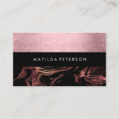 Elegant modern roos goud zwarte marmer visitekaartje (Voorkant)