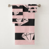 Elegant modern roos gouddiamantstrips bad handdoek (Insitu)