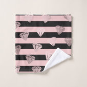 Elegant modern roos gouddiamantstrips bad handdoek (Wasdoekje)