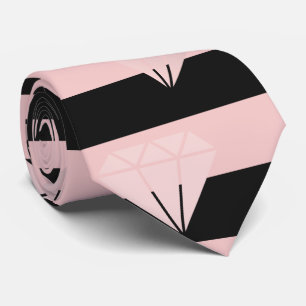 Elegant modern roos gouddiamantstrips stropdas