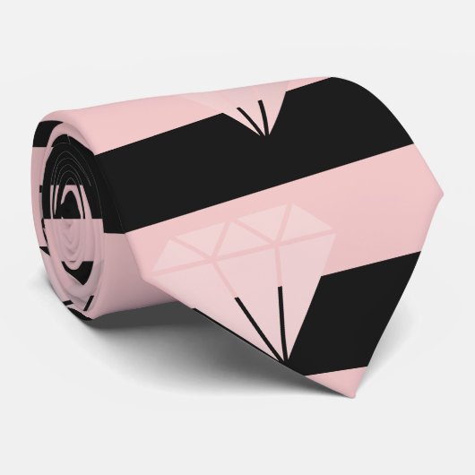 Elegant modern roos gouddiamantstrips stropdas (Opgerold)