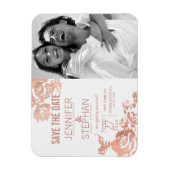 Elegant Modern Roos Gouden Bloemen Save the Dates Magneet (Verticaal)