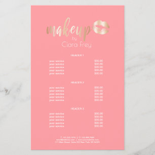 Elegant modern roos gouden lippen en make-up flyer
