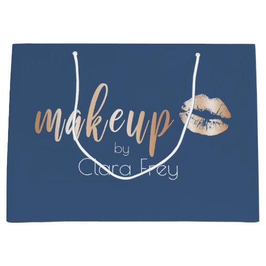 Elegant modern roos gouden lippen en make-up groot cadeauzakje (Voorkant)