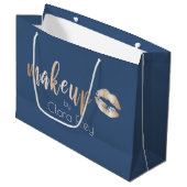 Elegant modern roos gouden lippen en make-up groot cadeauzakje (Voorkant Gekanteld)