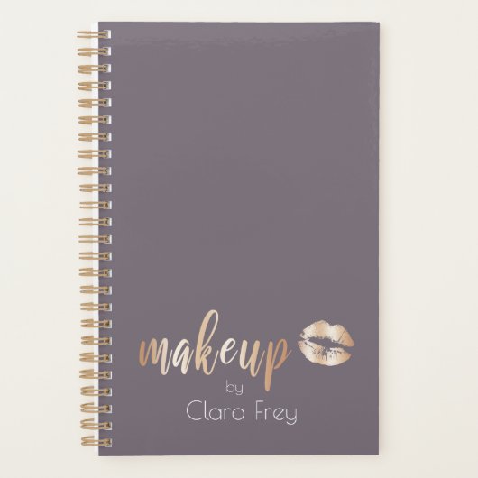 Elegant modern roos gouden lippen en make-up planner (Voorkant)