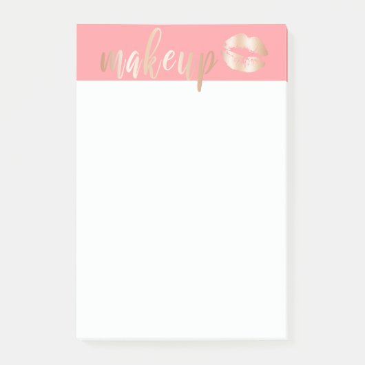 Elegant modern roos gouden lippen en make-up post-it® notes (Voorkant)
