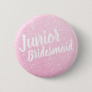 Elegant modern roos goudglitter junior bridesmaid ronde button 5,7 cm