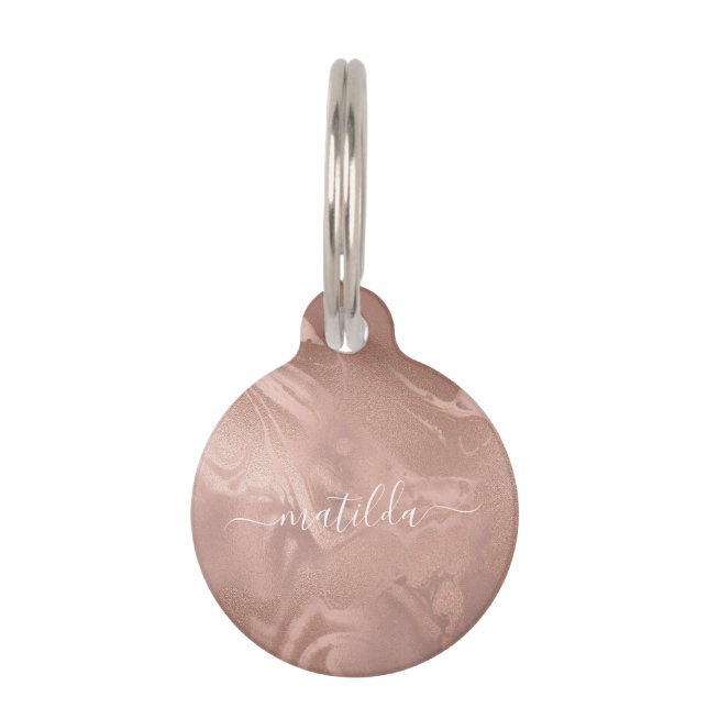 Elegant modern roos goudmarmer huisdierpenning (Voorkant)