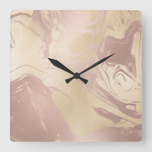 Elegant modern roos goudmarmer vierkante klok (Voorkant)
