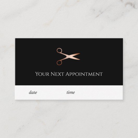 Elegant modern roos goudschaar afsprakenkaartje (Voorkant)