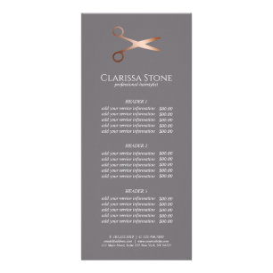 Elegant modern roos goudschaar reclamekaart