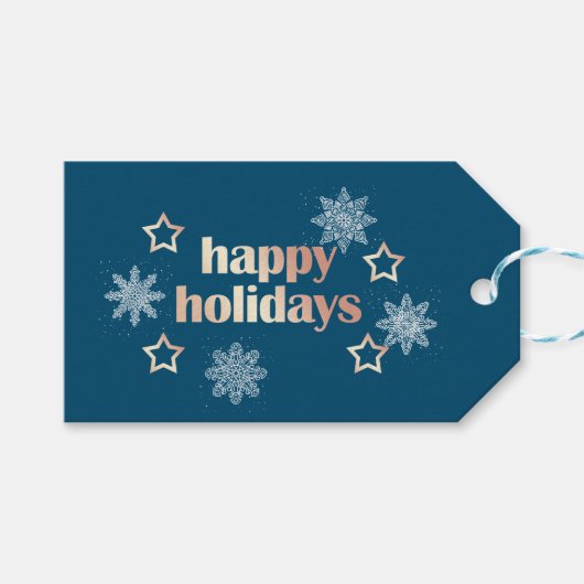 Elegant modern roos Prettige feestdagen Cadeaulabel (Voorkant (Horizontaal))