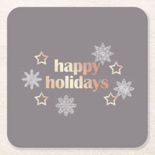 Elegant modern roos Prettige feestdagen Vierkante Kartonnen Onderzetter