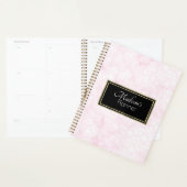 Elegant Modern Roze Abstract Marmeren Naam Goud Planner (Display)