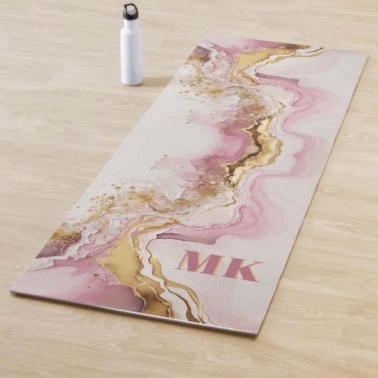 Elegant modern roze Abstract monogram goud Yogamat (In situ)