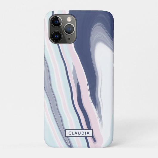 Elegant modern roze blauw wit vloeibaar marmer Case-Mate iPhone case (Achterkant)