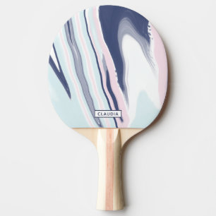 Elegant modern roze blauw wit vloeibaar marmer tafeltennisbatje