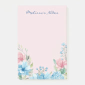 Elegant Modern Roze Blauwe Waterverf Wildbloemen Post-it® Notes (Voorkant)