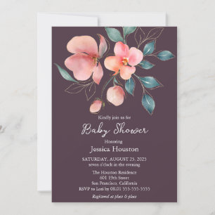 Elegant Modern Roze en Goud Bloemen Baby shower Kaart