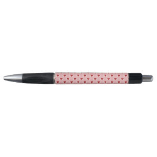 Elegant modern roze en wit Doodle-hartpatroon Pen