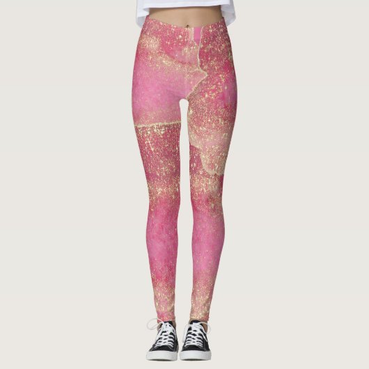 Elegant Modern Roze Glitter Sparkles Gift Leggings (Voorkant)