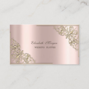Elegant Modern, Roze Goud, Gouden Frame Visitekaartje