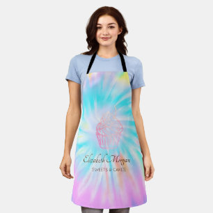 Elegant modern, roze gouden cupcake tie-dye schort