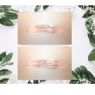 Elegant Modern, Roze Gouden Kwaststreek Visitekaartje