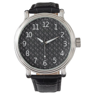 Elegant Modern Roze Harten en Sleutels Patroon Horloge