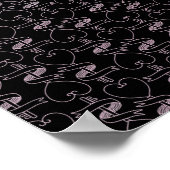 Elegant modern roze harten en sleutels patroon | poster (Hoek)