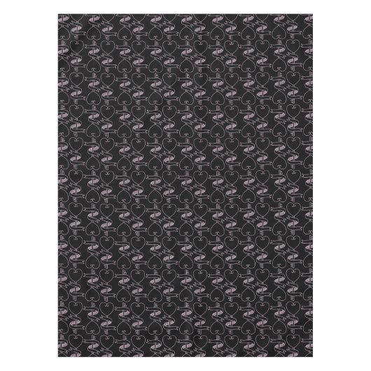 Elegant modern roze harten en sleutels patroon | tafelkleed (Voorkant)