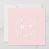 Elegant Modern Roze Monogram Crest Bruiloft RSVP (Voorkant)
