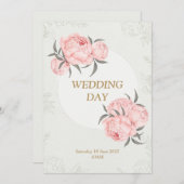 Elegant Modern Roze Pioen Bloemen Bruiloft Kaart (Voorkant / Achterkant)