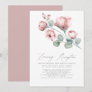 Elegant Modern Roze Roze Floral Evening Receptie Kaart