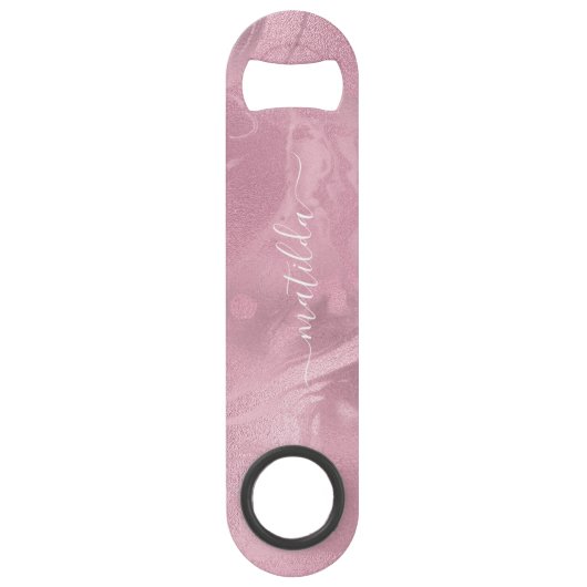 Elegant modern roze roze goudmarmer speed flessenopener (Voorkant)