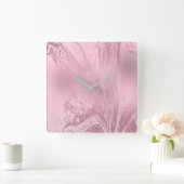 Elegant modern roze roze goudmarmer vierkante klok (Huis)
