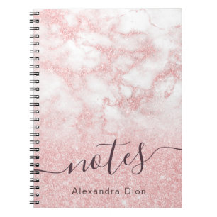 Elegant modern roze roze roze goud glitter marmer notitieboek