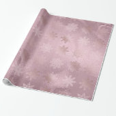 Elegant modern roze roze roze goudmarmer-sneeuwvlo cadeaupapier (Uitgerold)