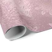 Elegant modern roze roze roze goudmarmer-sneeuwvlo cadeaupapier (Rol Hoek)