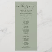Elegant Modern Sage Green Wedding Programma (Achterkant)