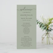 Elegant Modern Sage Green Wedding Programma (Staand voorkant)