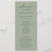 Elegant Modern Sage Green Wedding Programma (Voorkant)